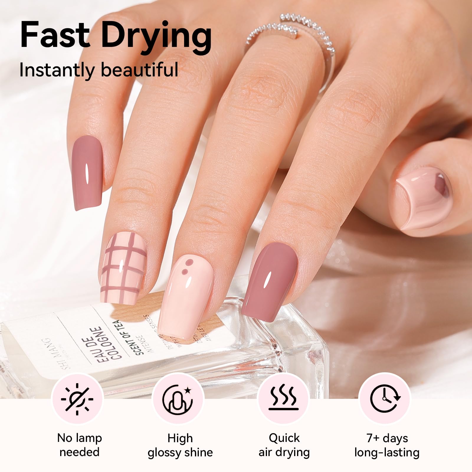 Nailshion 6 Colors Nail Polish Set – Quick-Dry, Non-Toxic Nude to Dusty Pink Shades