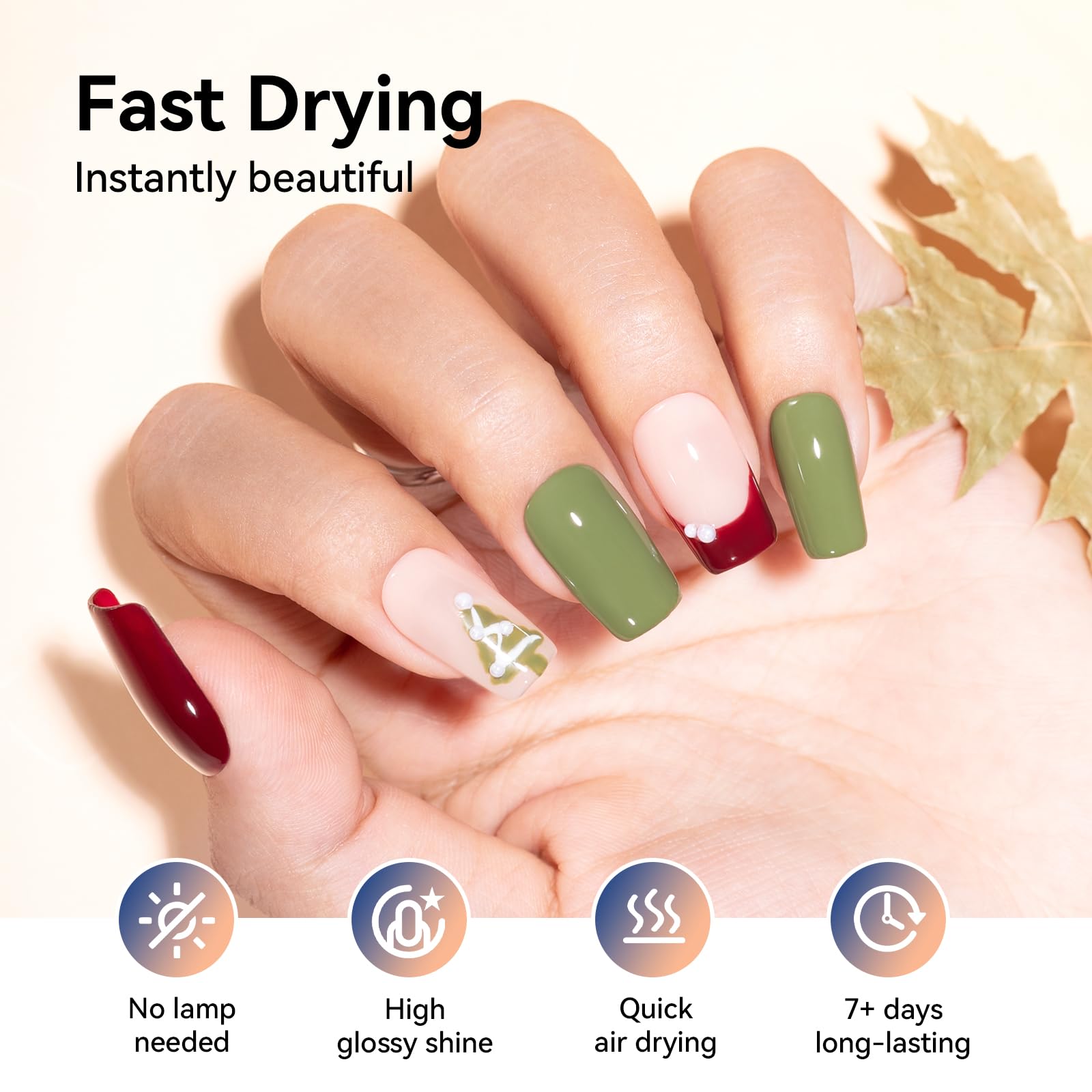 Nailshion Nail Polish Set – 6 Non-Gel Colors, Quick Air Dry, Vegan & HEMA-Free