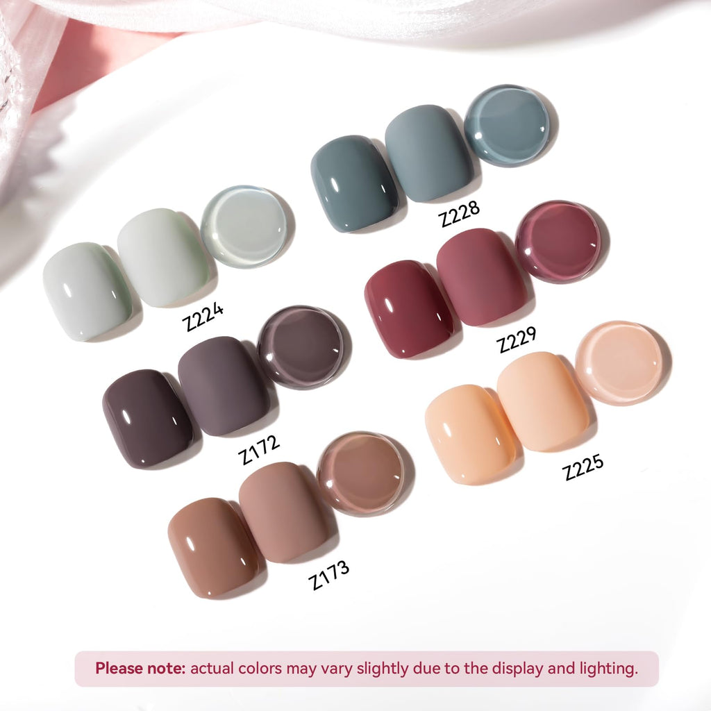 Nailshion Nude Grays Nail Polish Set – 6 Neutral Shades, Fast Air Dry, Vegan & Non-Toxic