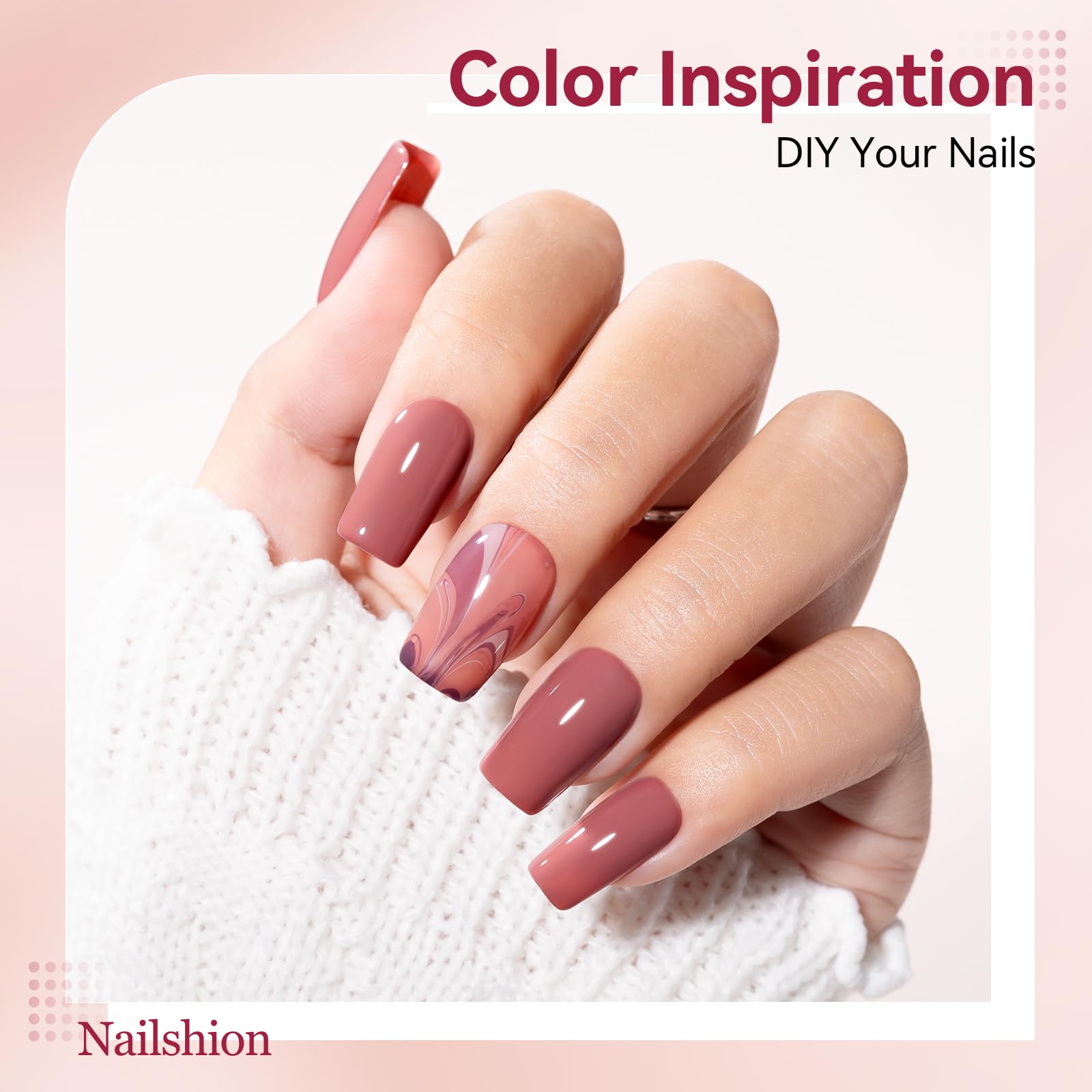 Nailshion Nude Grays Nail Polish Set – 6 Neutral Shades, Fast Air Dry, Vegan & Non-Toxic