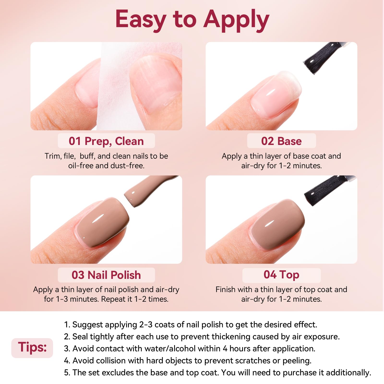 Nailshion Nude Grays Nail Polish Set – 6 Neutral Shades, Fast Air Dry, Vegan & Non-Toxic