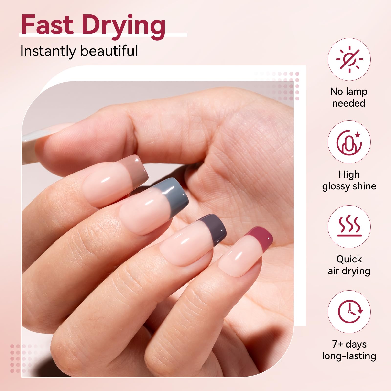 Nailshion Nude Grays Nail Polish Set – 6 Neutral Shades, Fast Air Dry, Vegan & Non-Toxic