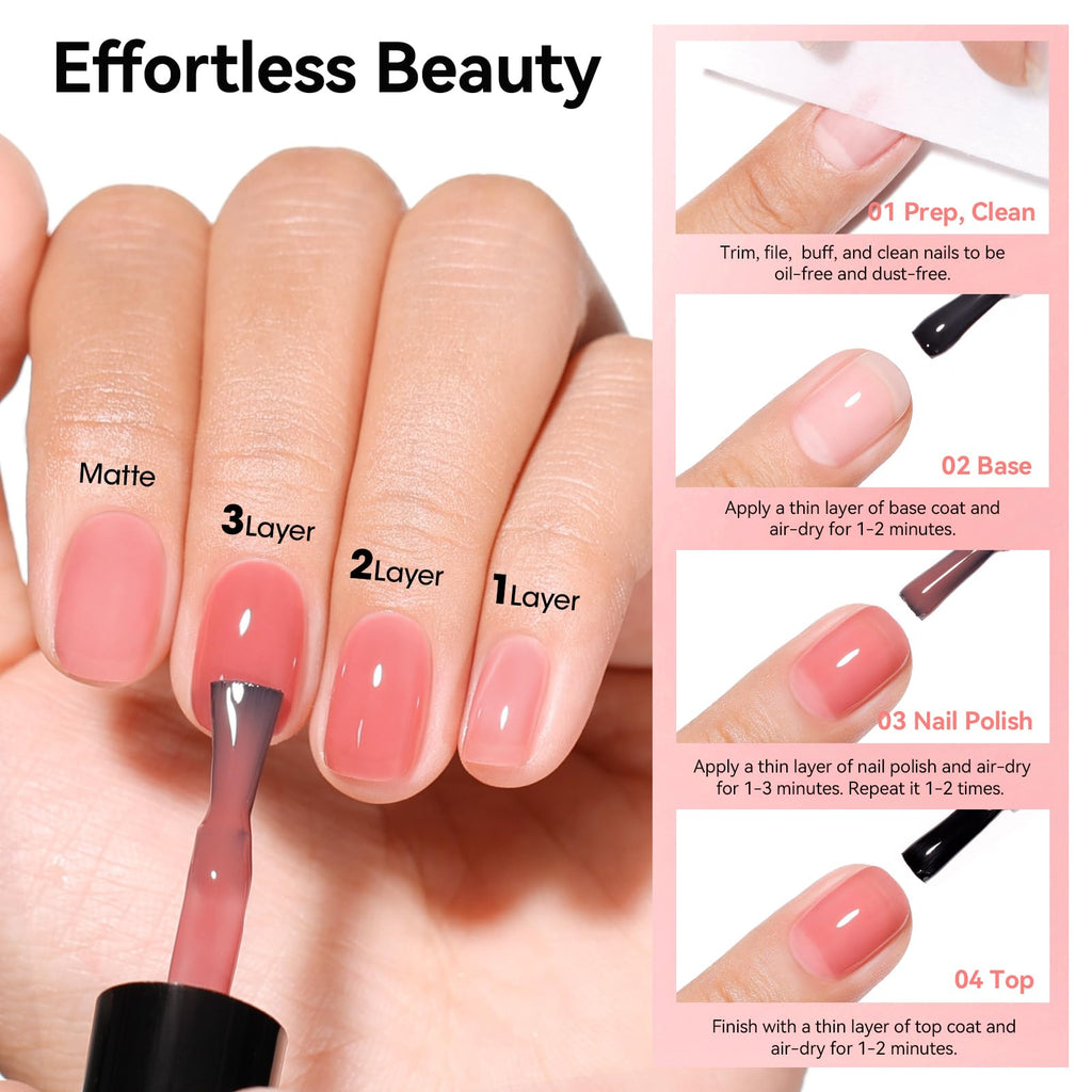 Nailshion Nude Nail Polish Set – 6 Neutral Shades, Quick-Dry, Non-Toxic, Castor Oil + Vitamin E