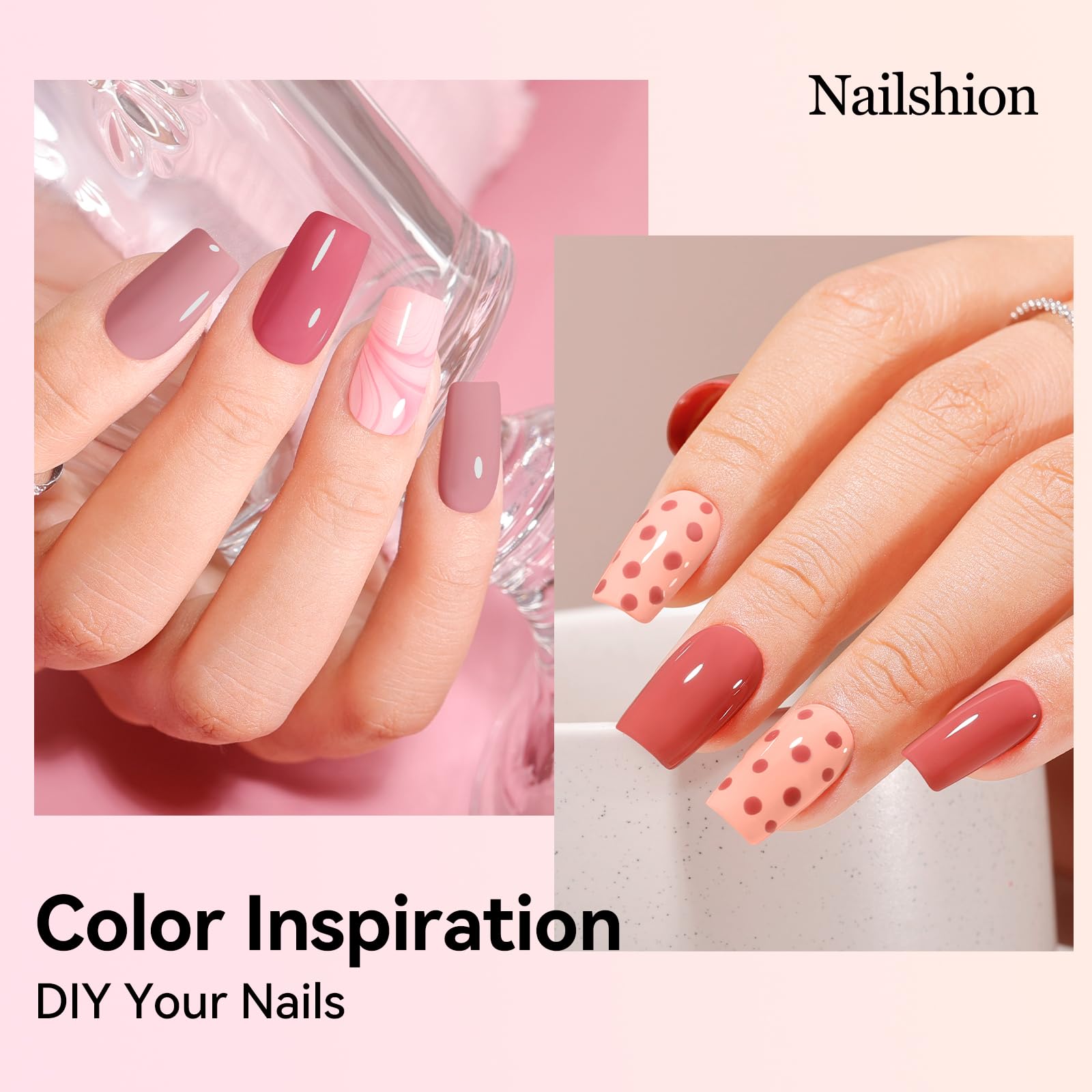 Nailshion 6 Colors Nail Polish Set – Quick-Dry, Non-Toxic Nude to Dusty Pink Shades