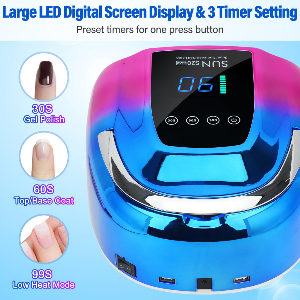 NailShow UV LED Nail Lamp Cordless 128W – Portable Gel Nail Dryer with 3 Timers & Auto Sensor