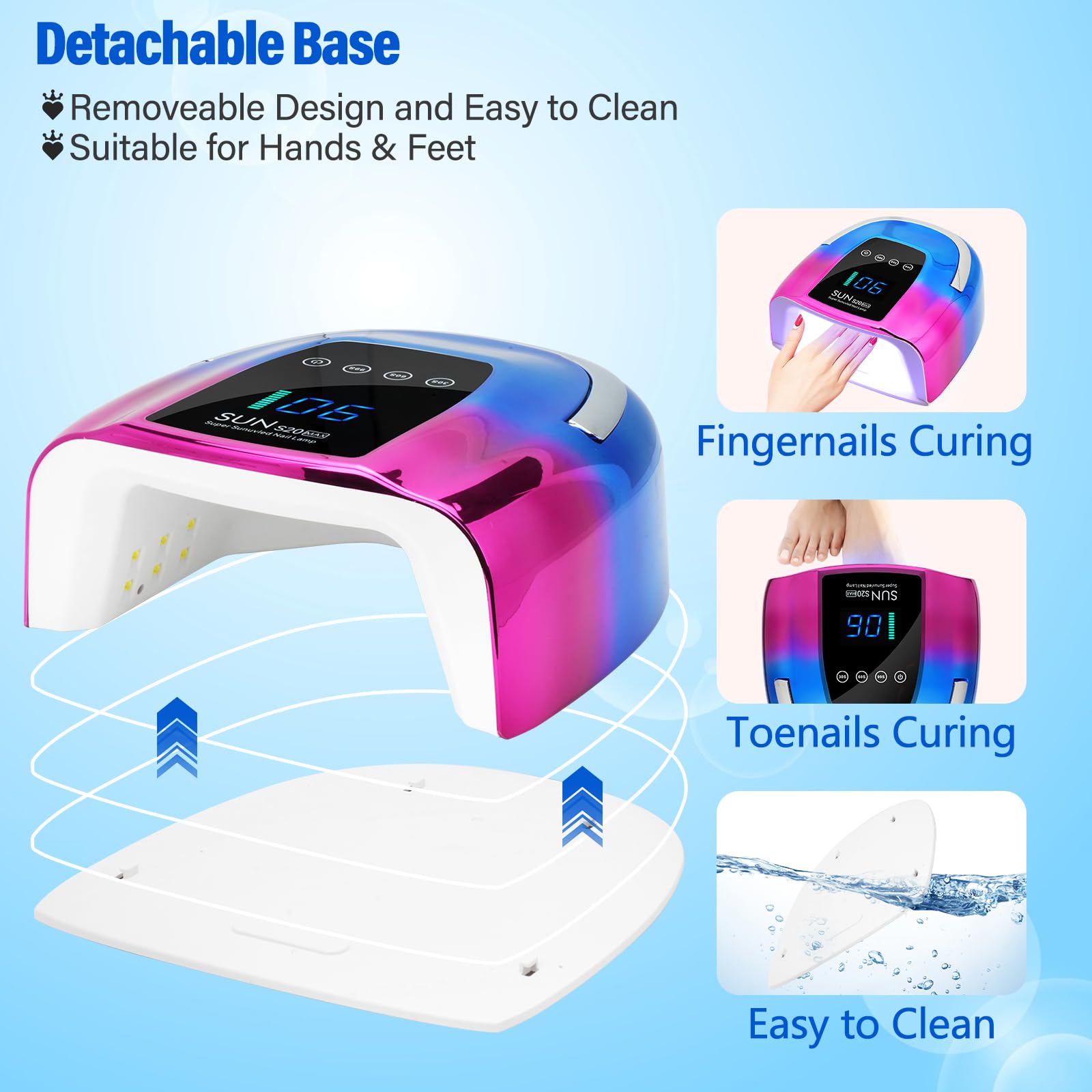 NailShow UV LED Nail Lamp Cordless 128W – Portable Gel Nail Dryer with 3 Timers & Auto Sensor