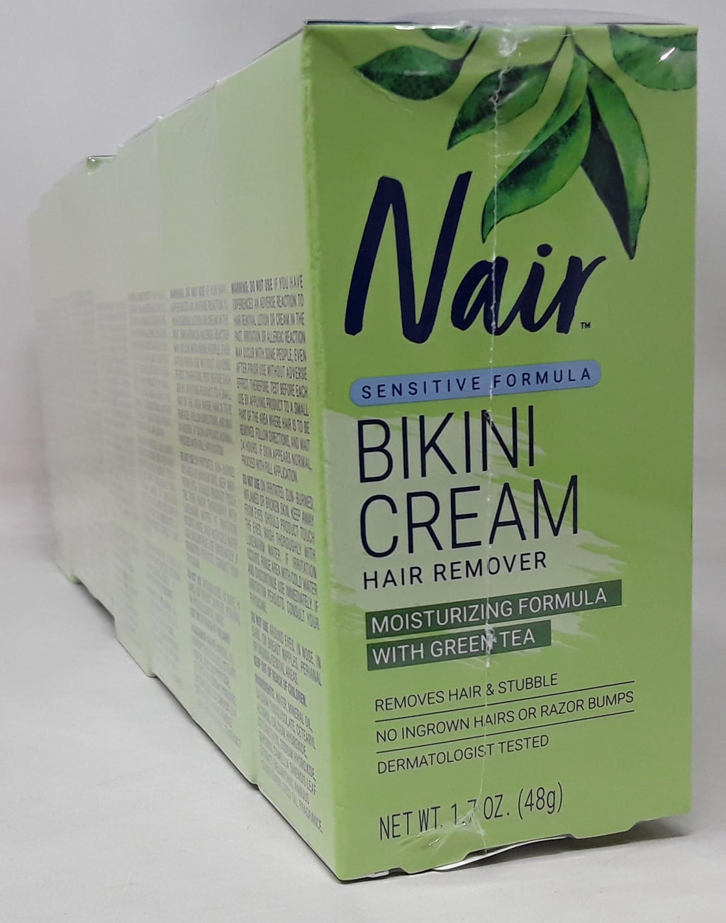 Nair Hair Remover Bikini Cream with Green Tea – Sensitive Formula, Pack of 7 (1.70 oz each)