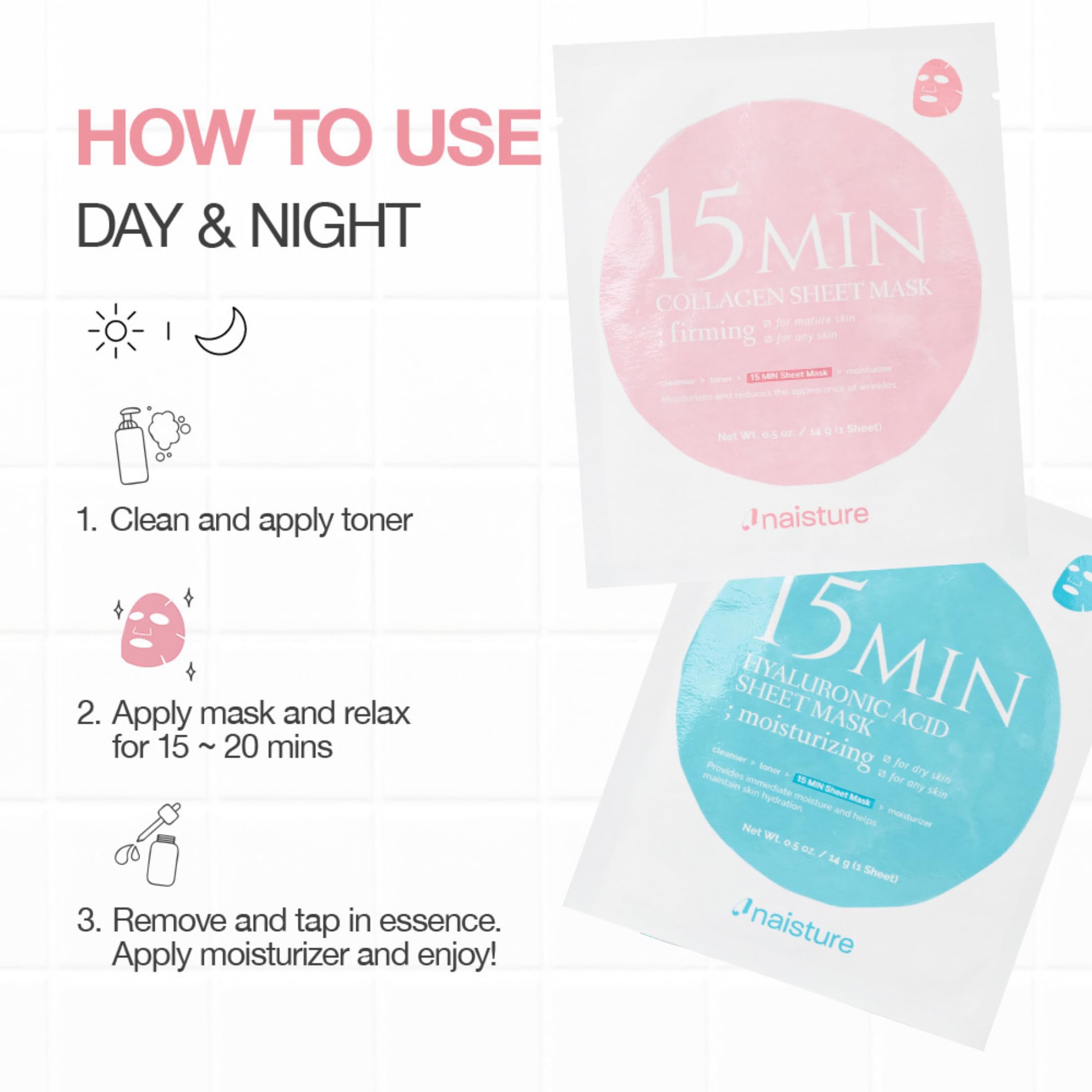 Naisture 15-Min Pamper Me Kit Duo (2-Pack) – Spa Skincare Gift Set (14 Masks)