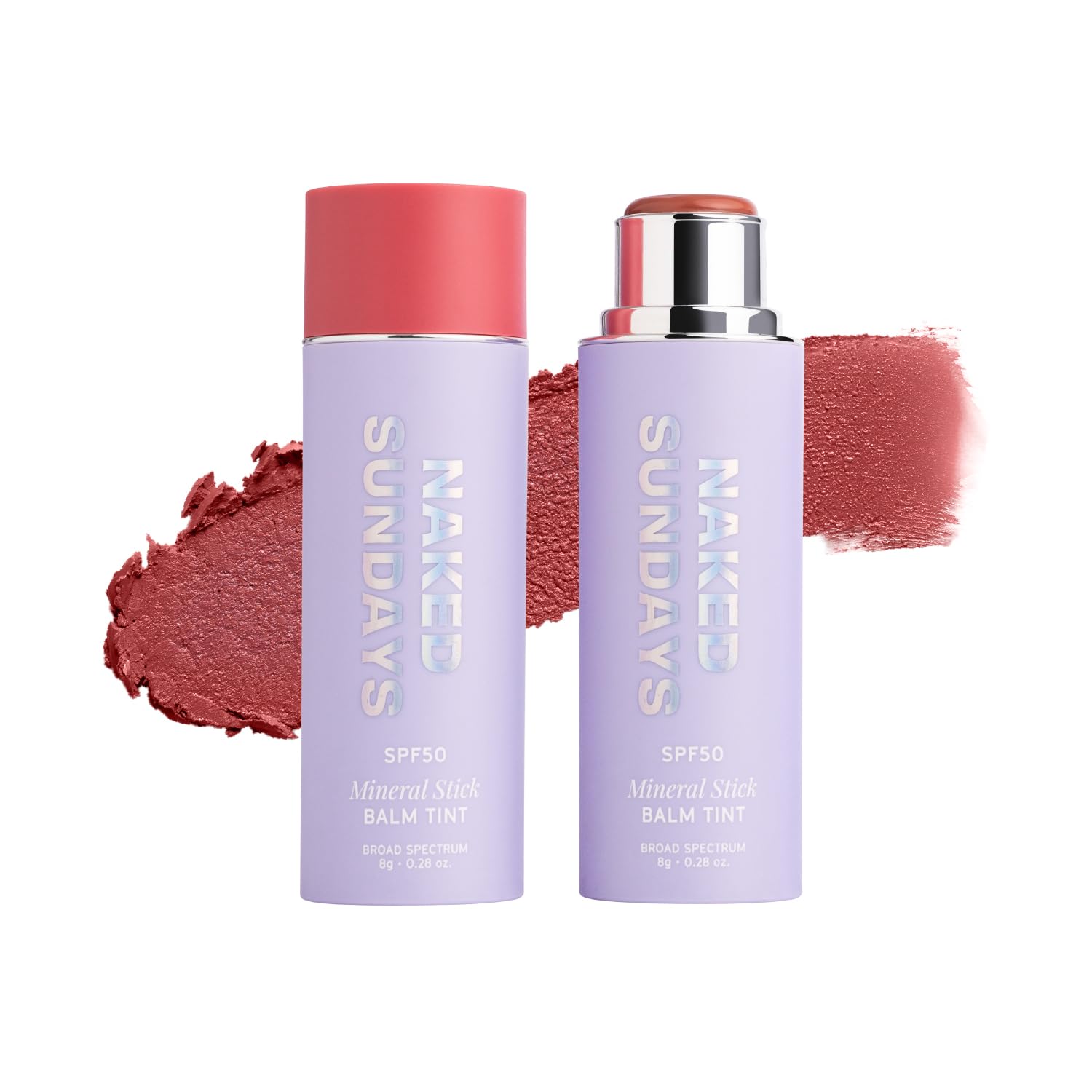 Naked Sundays SPF 50 Glow Balm – Dusty Rose, Peptide-Infused Blush Stick