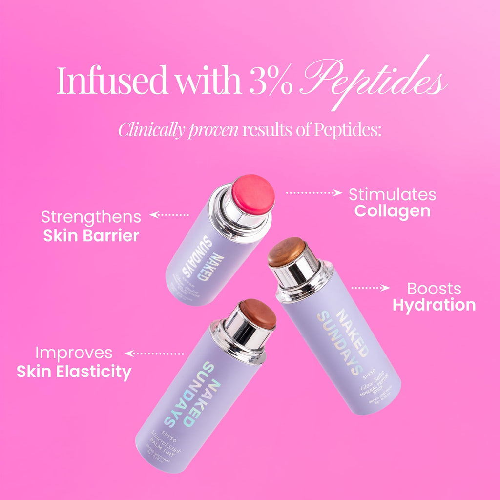 Naked Sundays SPF 50 Glow Balm – Dusty Rose, Peptide-Infused Blush Stick
