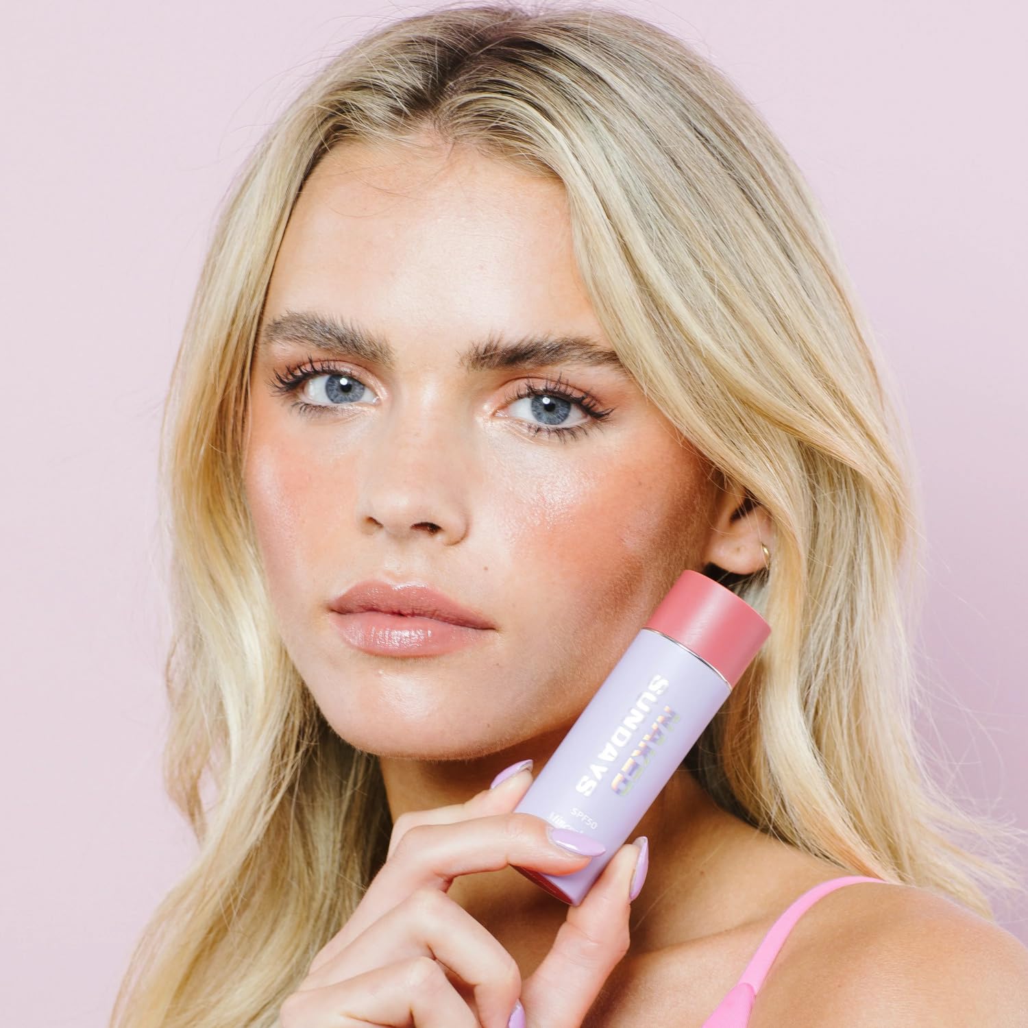 Naked Sundays SPF 50 Glow Balm – Dusty Rose, Peptide-Infused Blush Stick