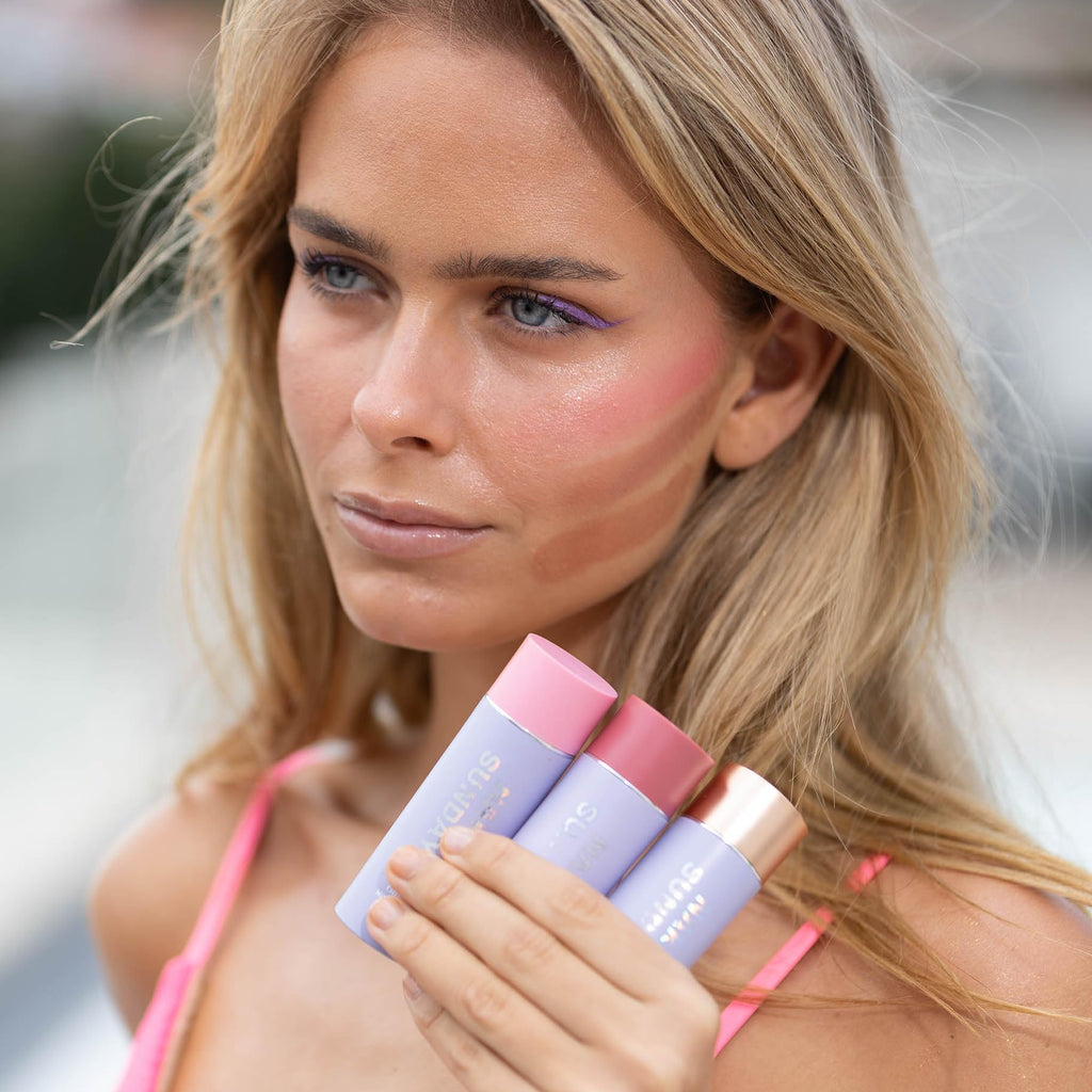 Naked Sundays SPF50 Mineral Glow Balm – Bronze, Peptide-Infused Multi-Use Blush Stick for Cheeks, Lips & Eyes