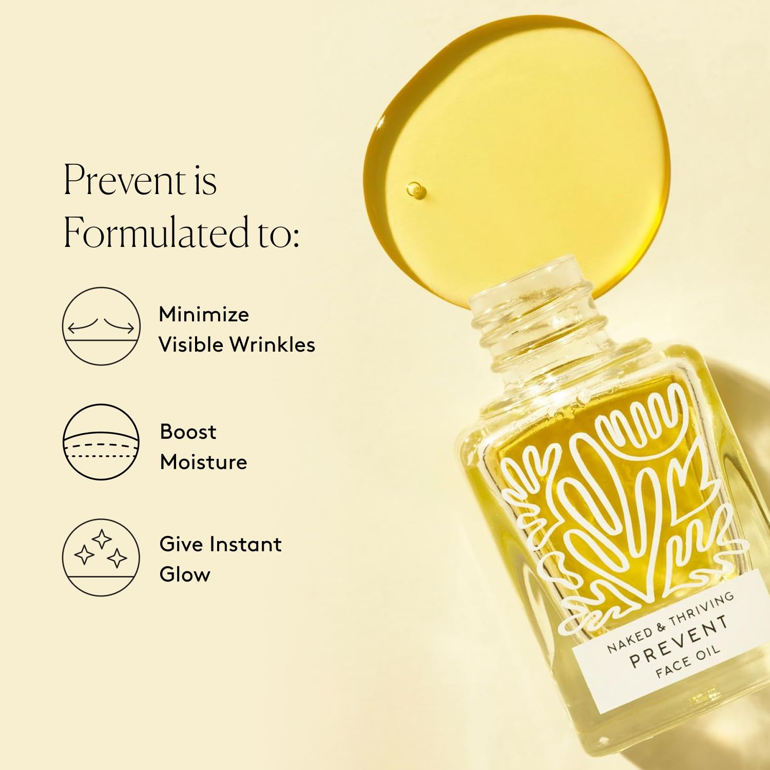 Naked & Thriving Prevent Anti-Aging Facial Oil – Vegan, Naturally Derived Skin Care (1.18 oz / 35 mL)