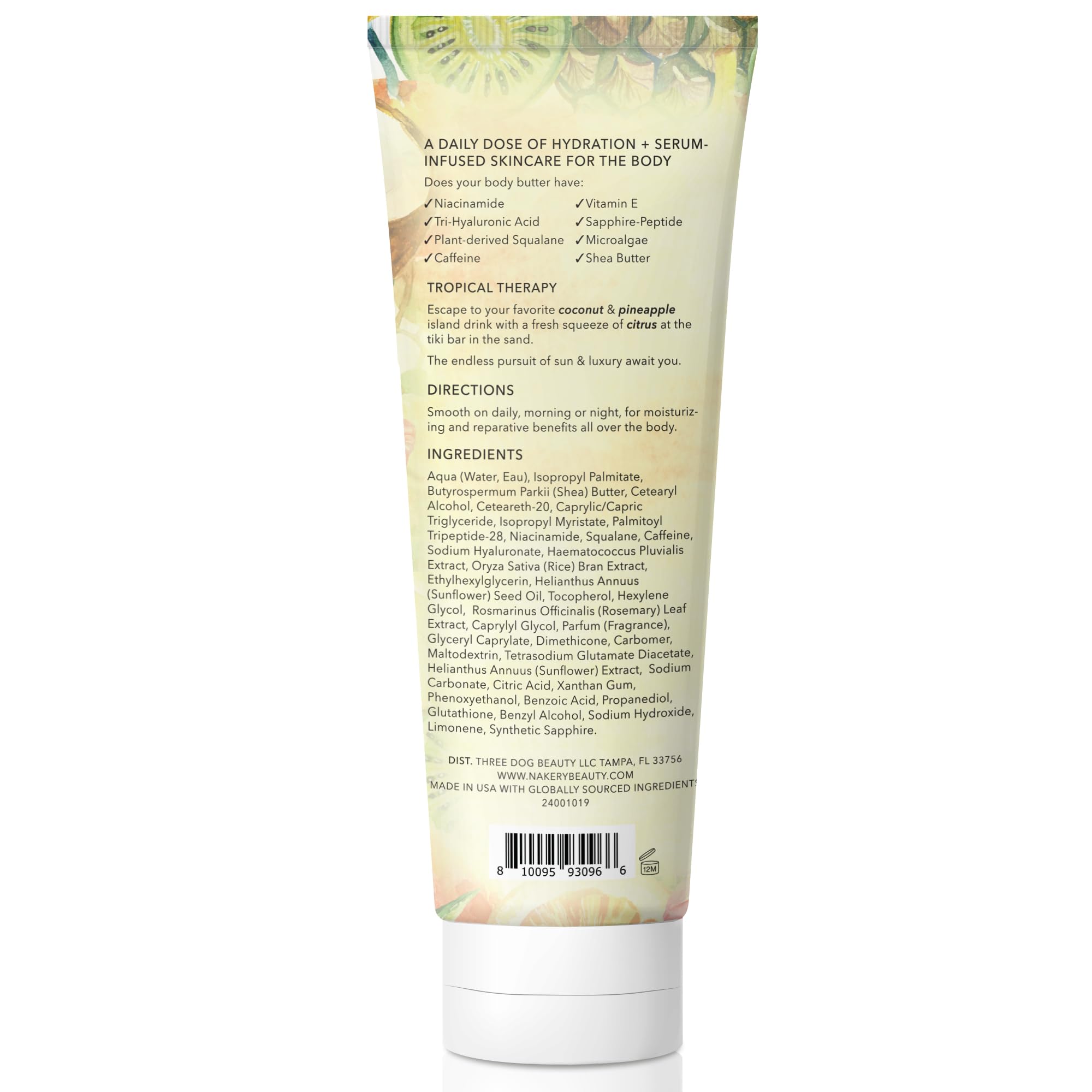 Nakery Body Butter Anti Aging Moisturizer – Tightening & Hydration, Tropical Therapy 300ml