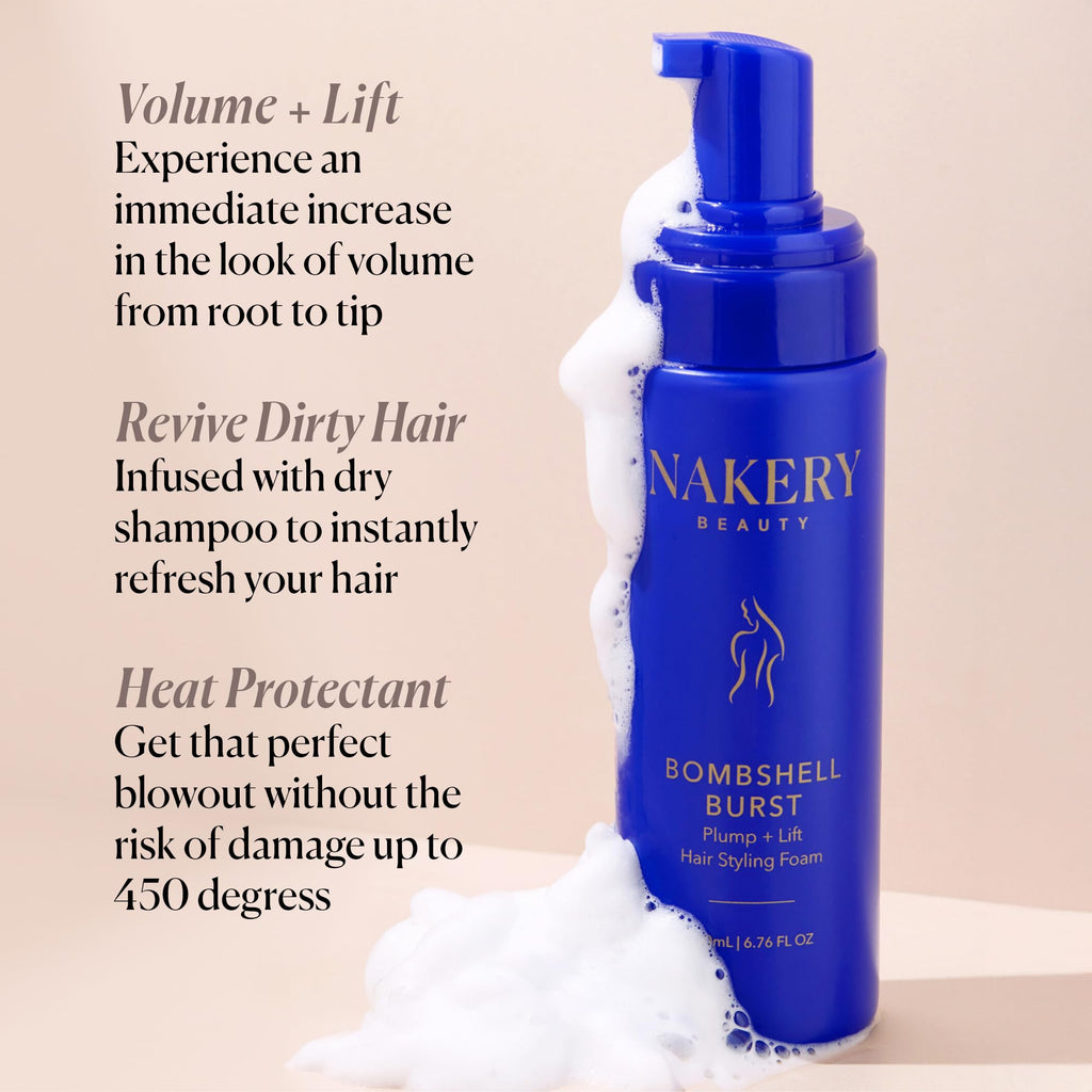 Nakery Bombshell Burst Hair Foam – Volumizing Mousse for All Hair Types with Biotin & Keratin
