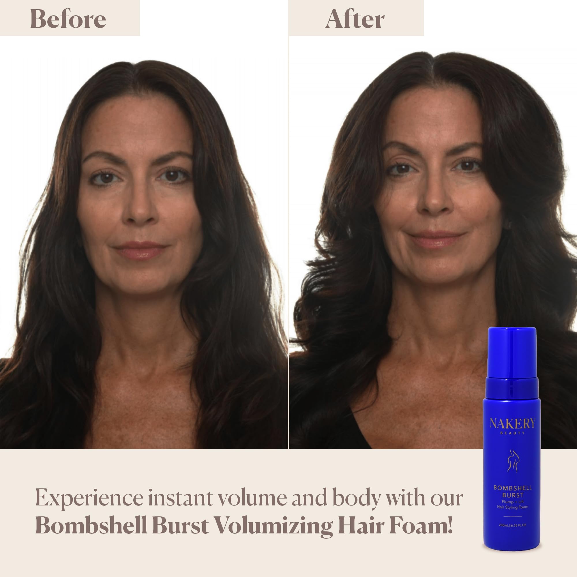 Nakery Bombshell Burst Hair Foam – Volumizing Mousse for All Hair Types with Biotin & Keratin