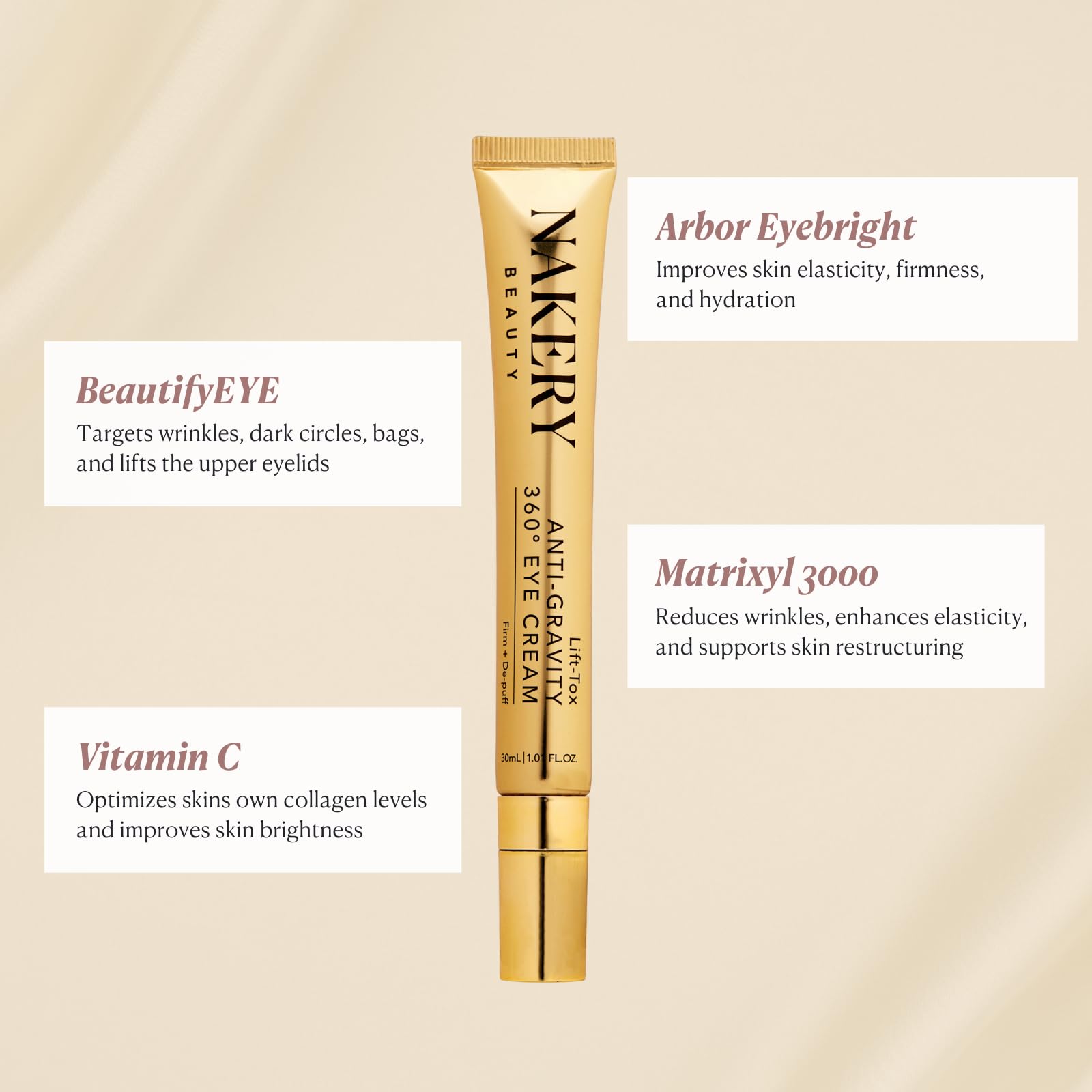 Nakery Lift-Tox Eye Cream – Depuff, Lift & Hydrate with Hyaluronic Acid