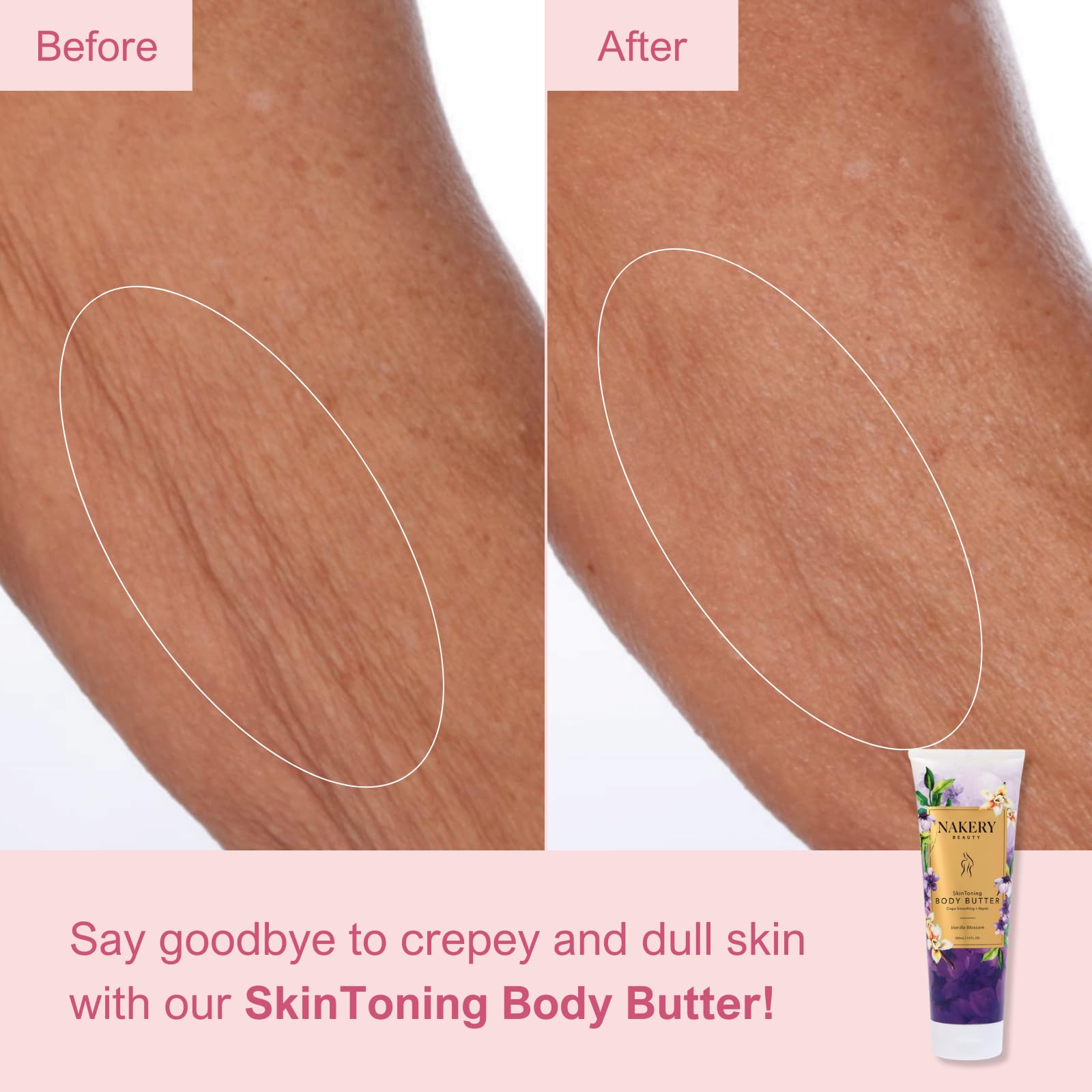 Nakery Skin Toning Body Butter for Women – Peptide Firming Lotion with Vanilla Blossoms