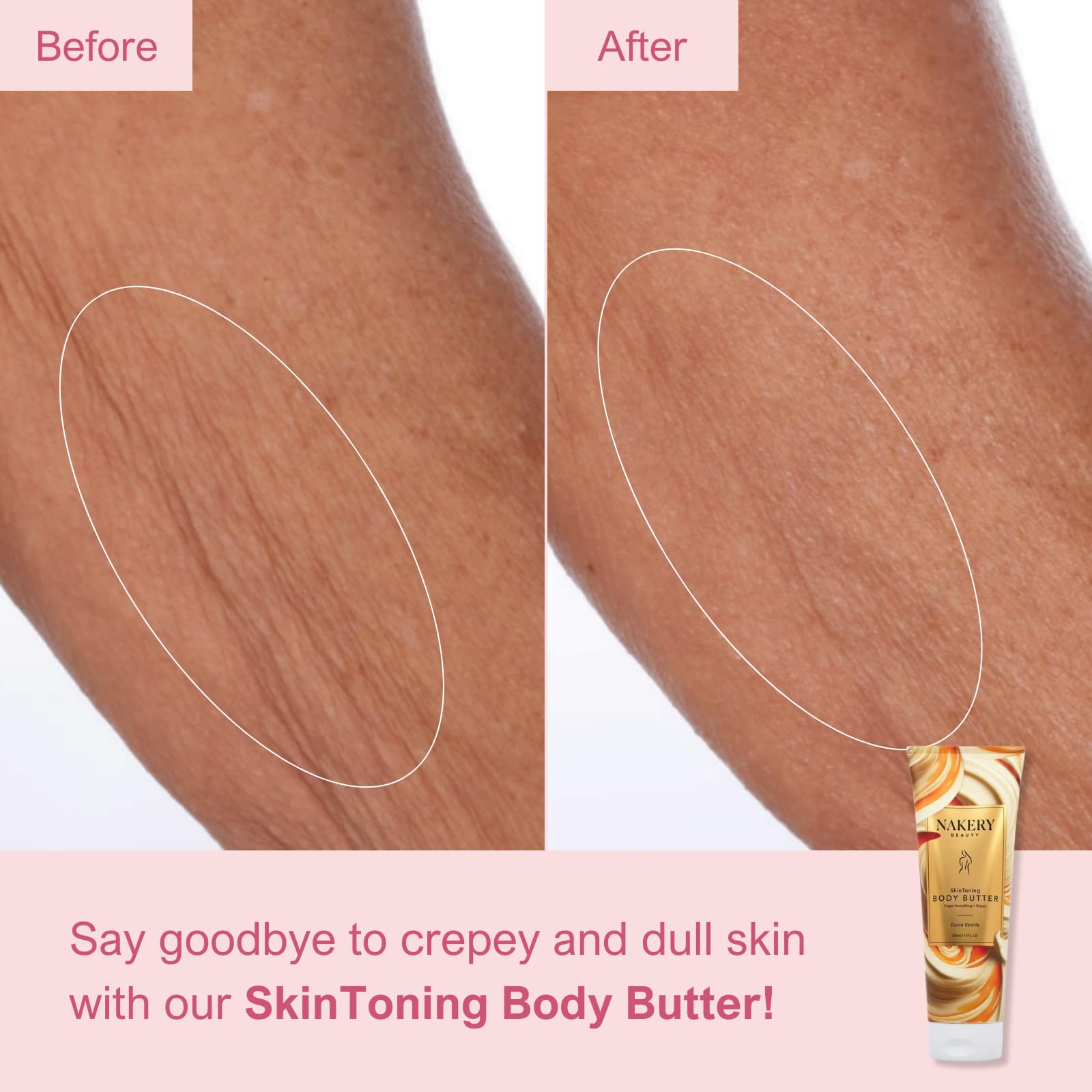 Nakery Skin Toning Body Butter for Women – Peptide Firming Lotion (Dulce Vanilla)