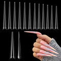 Namgznso 312Pcs Extra Long 4XL Stiletto Nail Tips – Half-Cover Clear Extensions in 12 Sizes