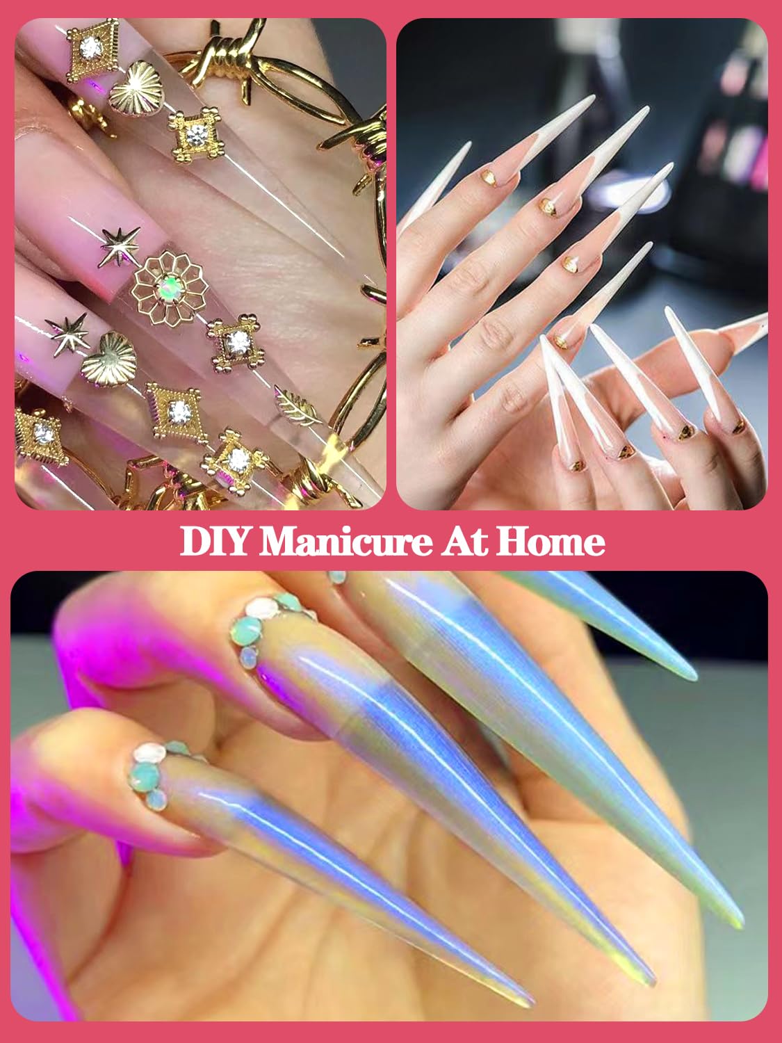 Namgznso 312Pcs Extra Long 4XL Stiletto Nail Tips – Half-Cover Clear Extensions in 12 Sizes