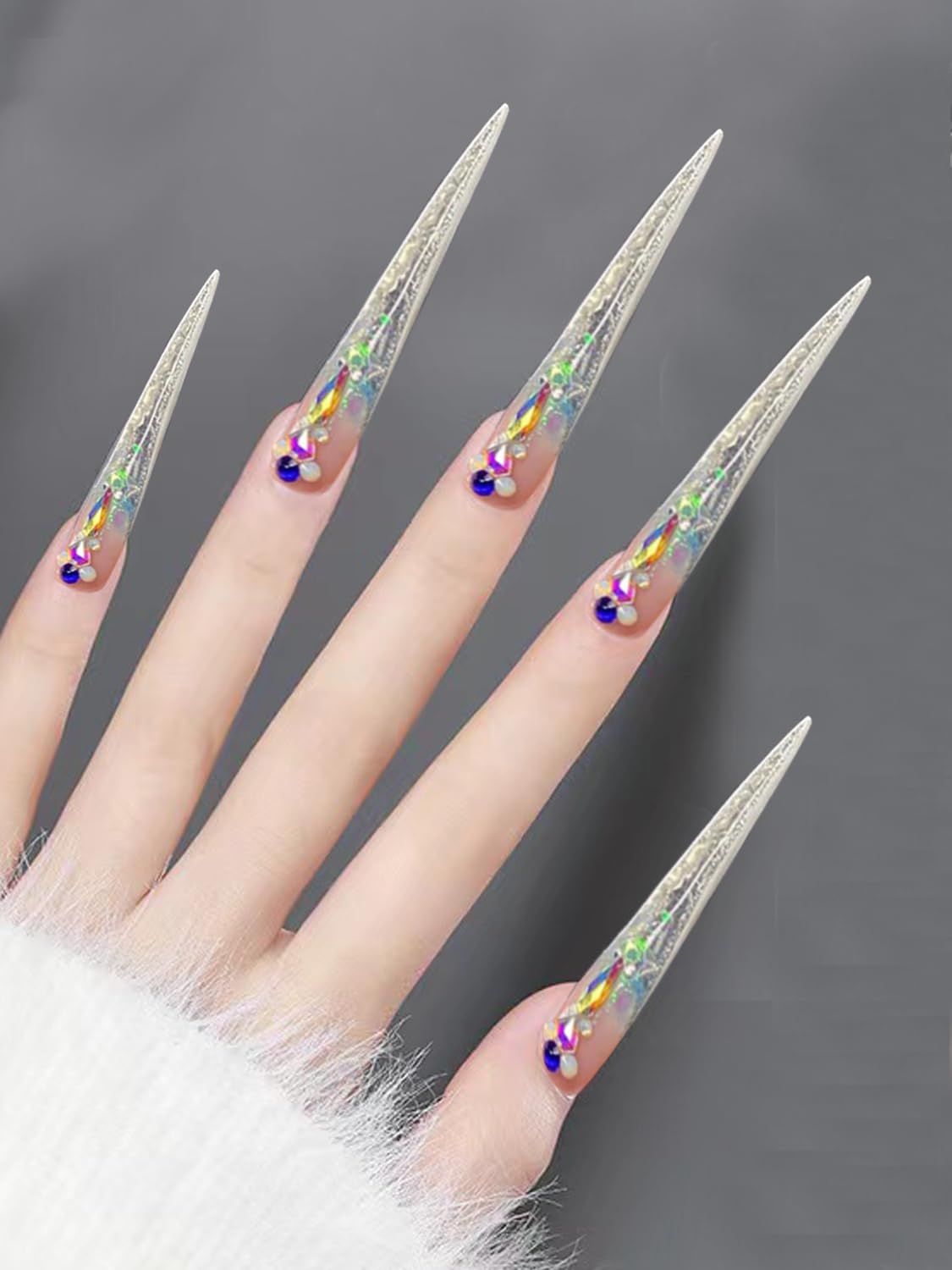 Namgznso 312Pcs Extra Long 4XL Stiletto Nail Tips – Half-Cover Clear Extensions in 12 Sizes