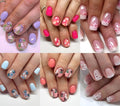 Namrec Flower Press On Nails – Daisy Design Short Square Nails (144Pcs, 6 Packs) | Glue-On, Glossy Finish