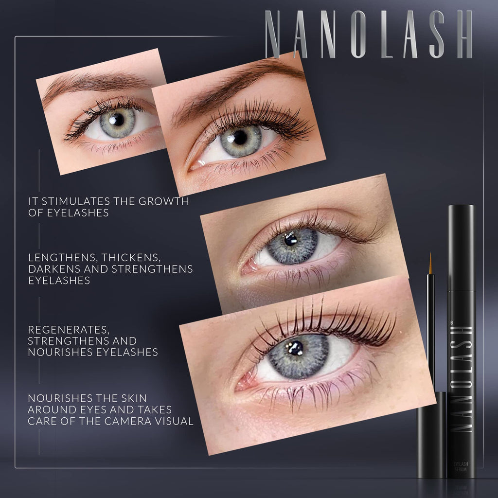 Nanolash Eyelash Serum 3ml | NANOIL – Eyelash Conditioner & Booster for Longer, Denser Lashes (About 30 Days)