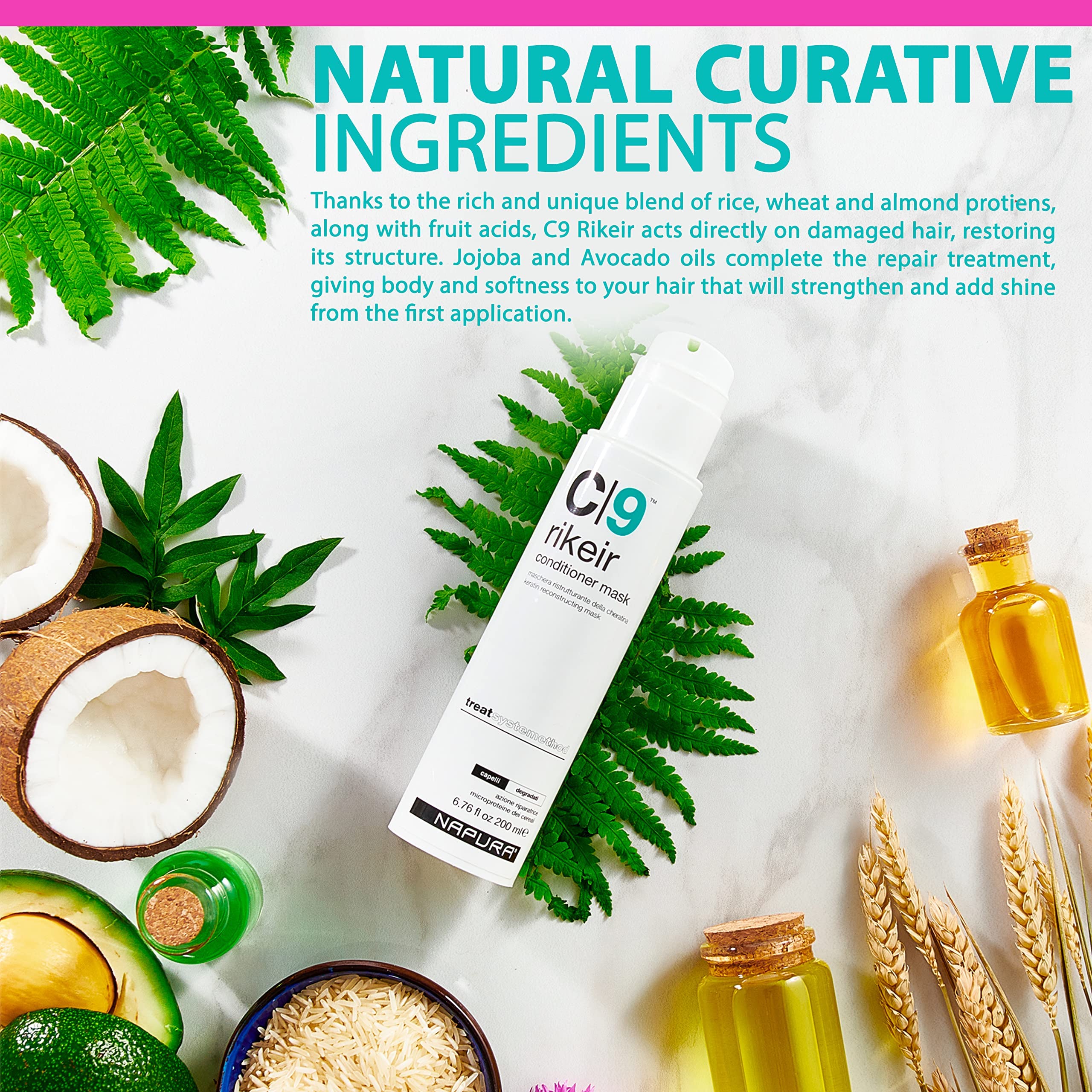 NAPURA C9 Deep Conditioning Hair Mask for Damaged Hair with Avocado & Jojoba Oil – Sulfate Free
