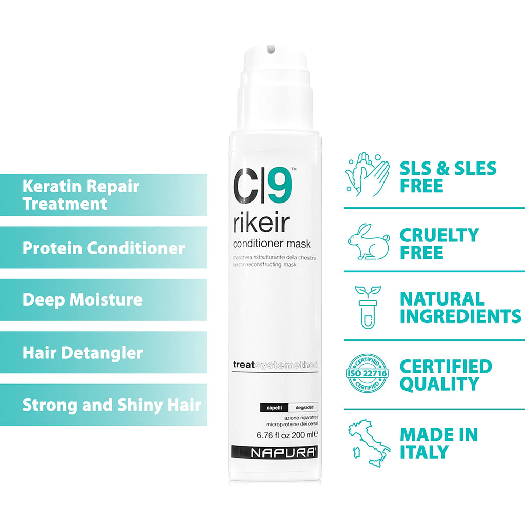 NAPURA C9 Deep Conditioning Hair Mask for Damaged Hair with Avocado & Jojoba Oil – Sulfate Free