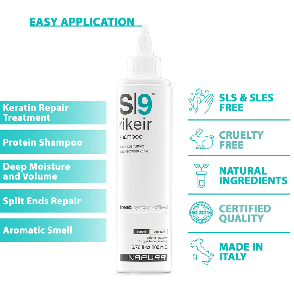 NAPURA S9 Professional Moisturizing Shampoo for Damaged Hair – Color Safe, Sulfate and Paraben Free