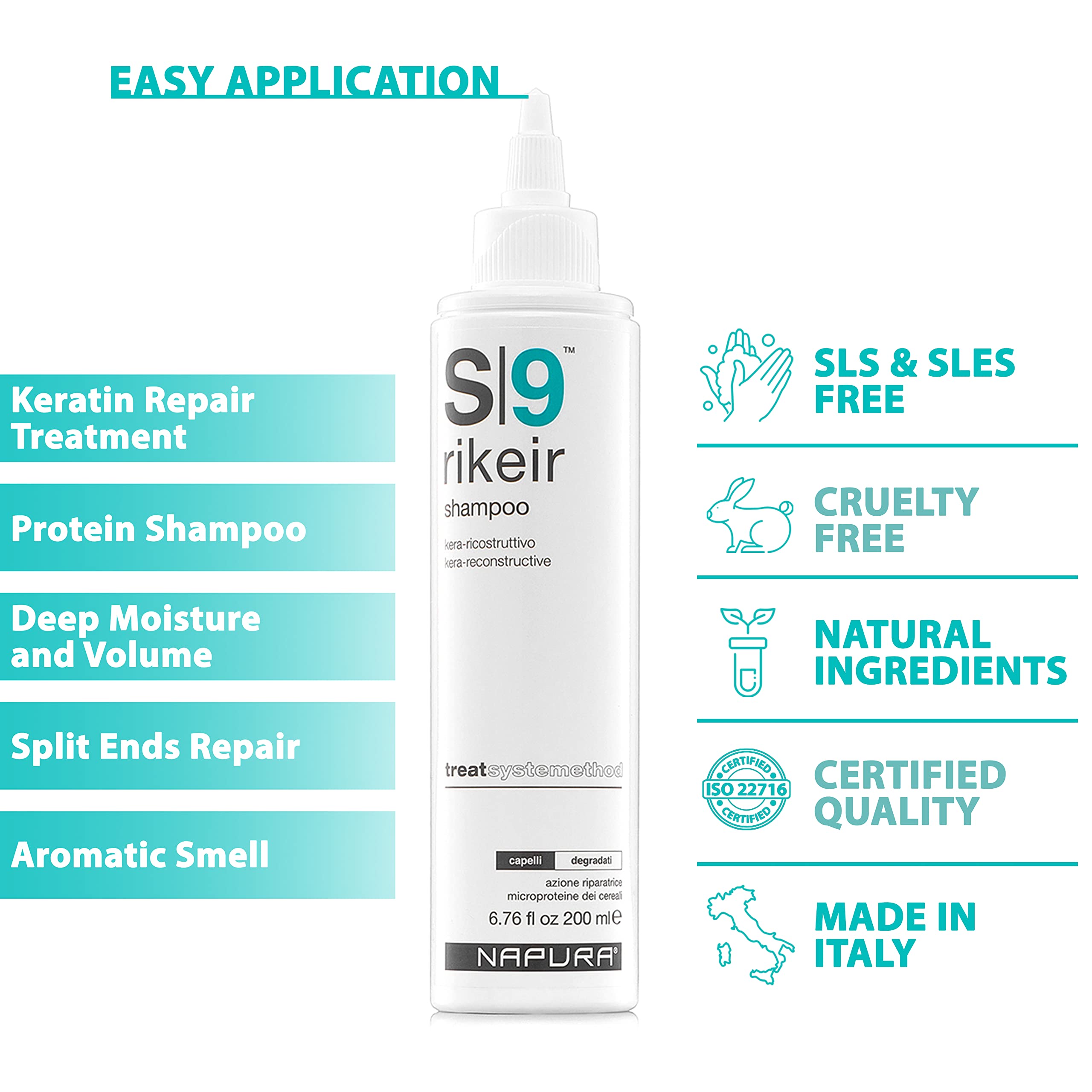 NAPURA S9 Professional Moisturizing Shampoo for Damaged Hair – Color Safe, Sulfate and Paraben Free
