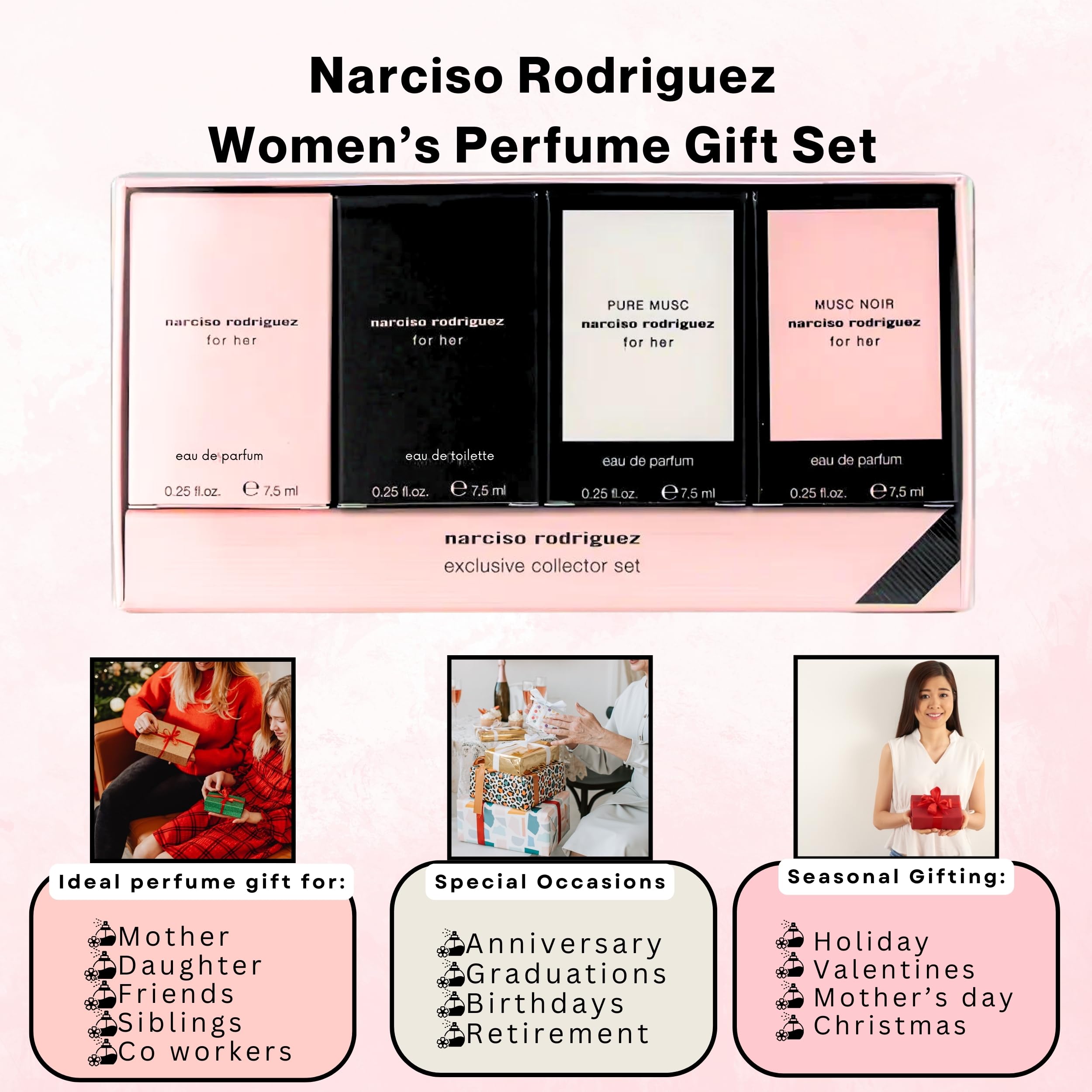 Narciso Rodriguez For Her Mini Perfume Gift Set — 4 Fragrances, 0.25 oz Each