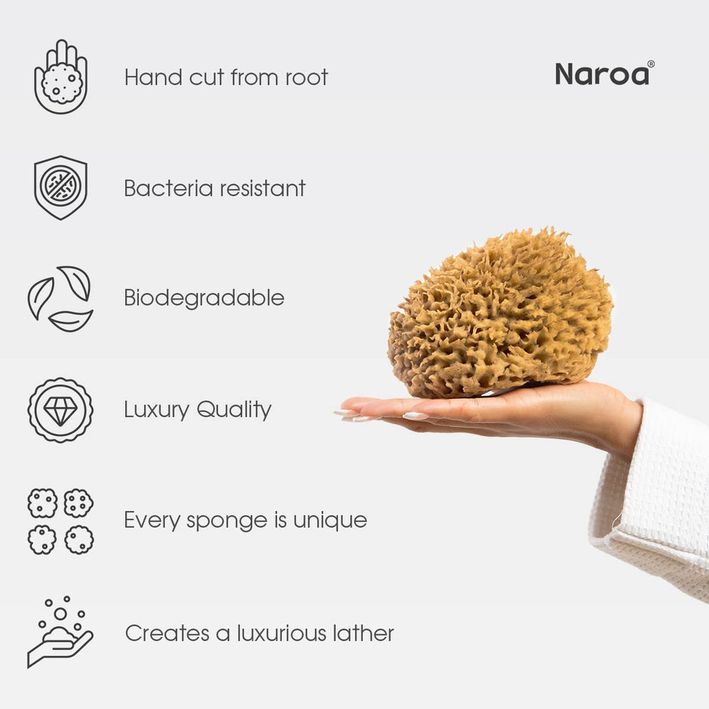 Naroa Soft Natural Sponge X Large – Unbleached Shower Body Scrubber for Bath & Spa