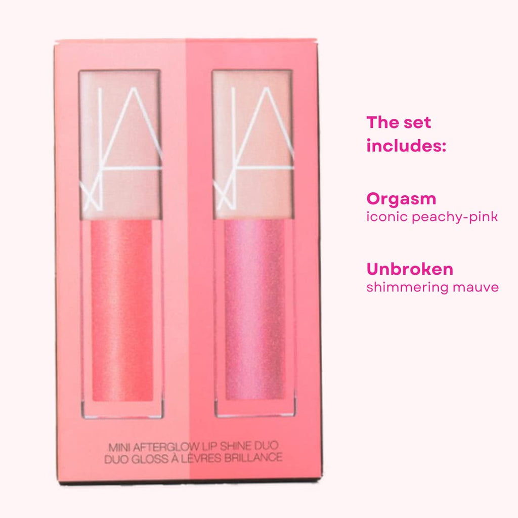 NARS Mini Afterglow Lip Shine Duo – Orgasm & Unbroken | Travel-Size Gloss Set