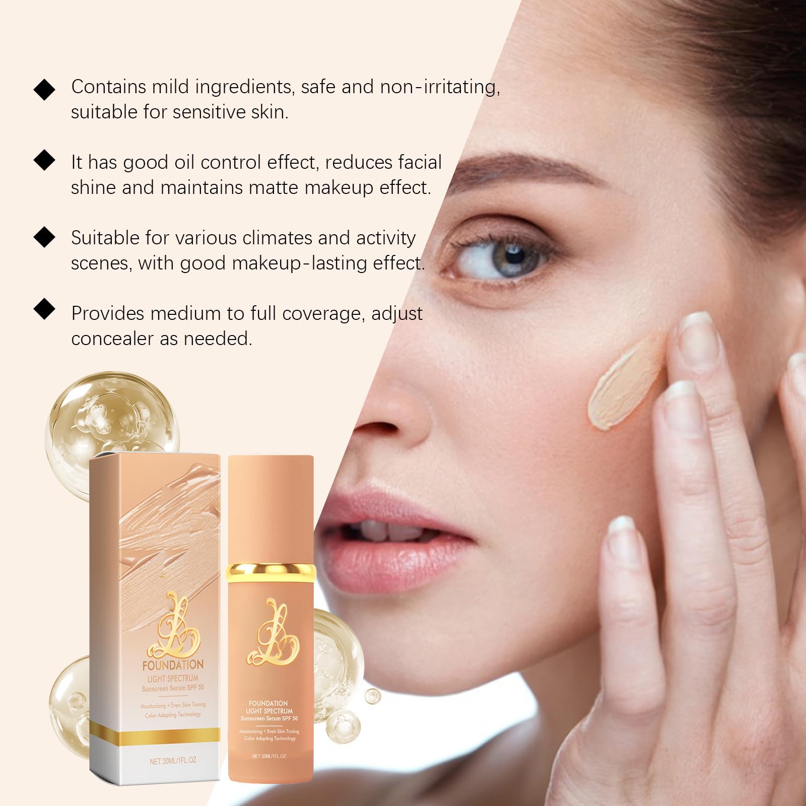 Narvokey 4-in-1 Foundation - Light/Medium Spectrum SPF 50+ Waterproof