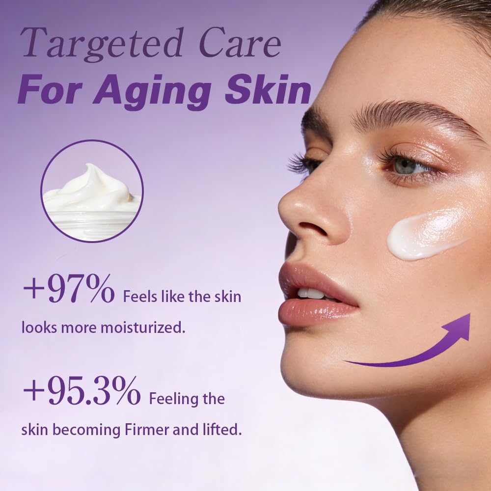 Narvokey 3D Lifting Night Cream – Korean Anti-Aging Moisturizer with 17-Peptide Complex & Probiotics (1.7 fl oz)