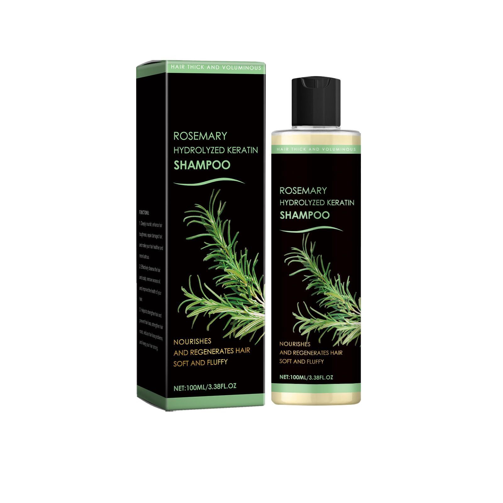 Narvokey Rosemary Shampoo with Hydrolyzed Keratin – Volumizing, Sulfate-Free, 3.38 oz