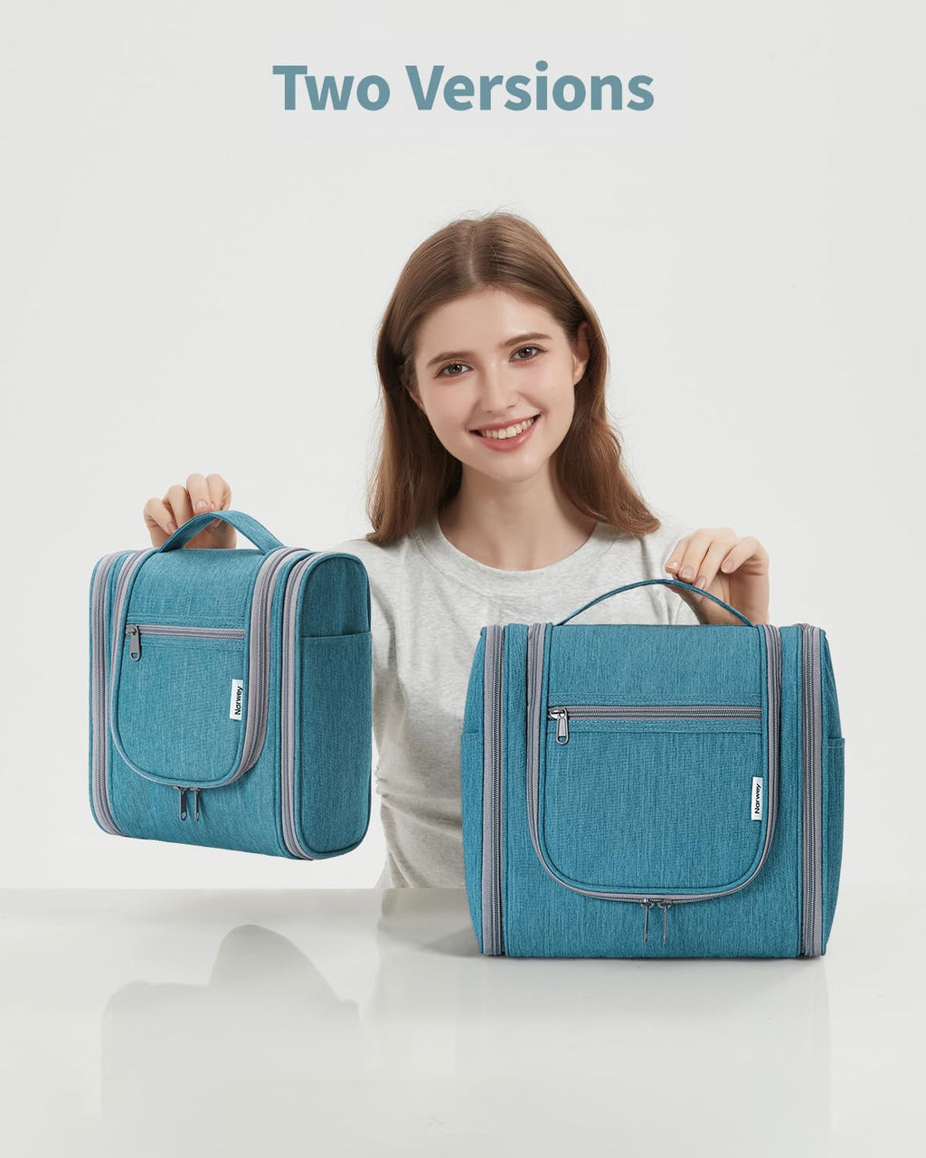 Narwey Medium Teal Hanging Travel Toiletry Bag – Compact Cosmetic Organizer for Women and Men