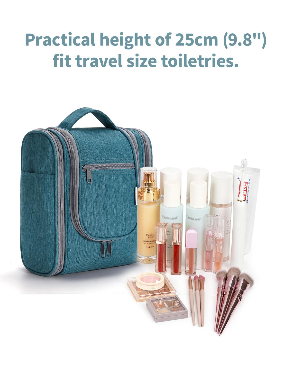 Narwey Medium Teal Hanging Travel Toiletry Bag – Compact Cosmetic Organizer for Women and Men