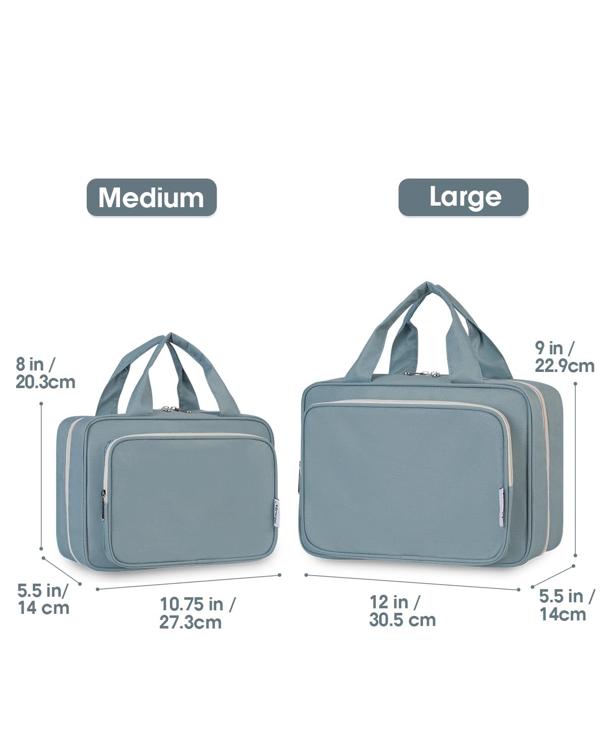 Narwey Travel Toiletry Bag for Women - Large Hanging Organizer, Greyish Blue