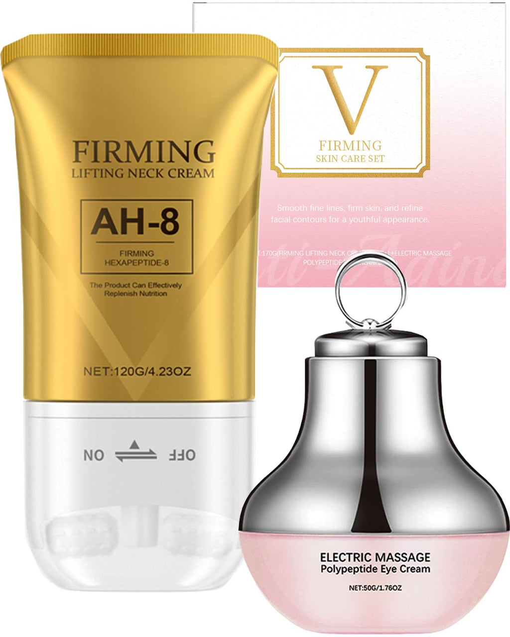 Nascence AH-8 Neck & Eye Cream Set – Electric Massage, Red Light Therapy & Deep Moisturizer