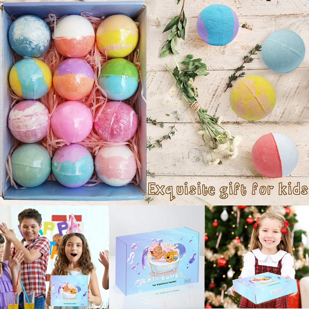 NASKY 3.5 oz XL Kids Bath Bombs with Toys Inside – 12 Count