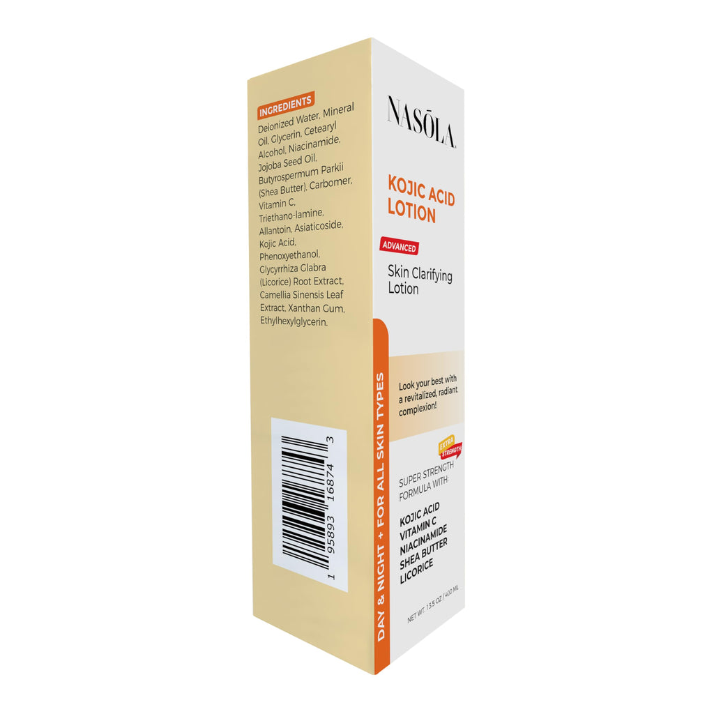 Nasola Kojic Acid Lotion - Natural Skin Clarifying with Vitamin C, Niacinamide & Shea Butter