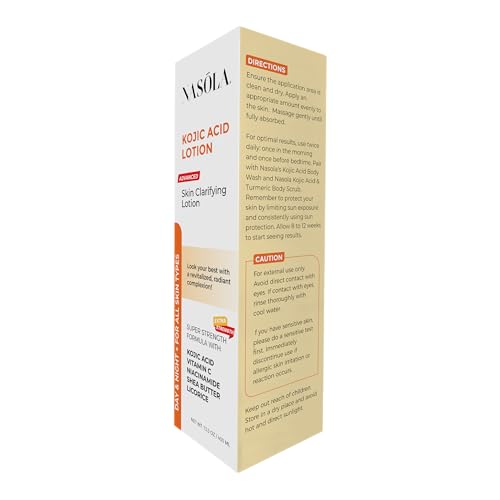 Nasola Kojic Acid Lotion - Natural Skin Clarifying with Vitamin C, Niacinamide & Shea Butter