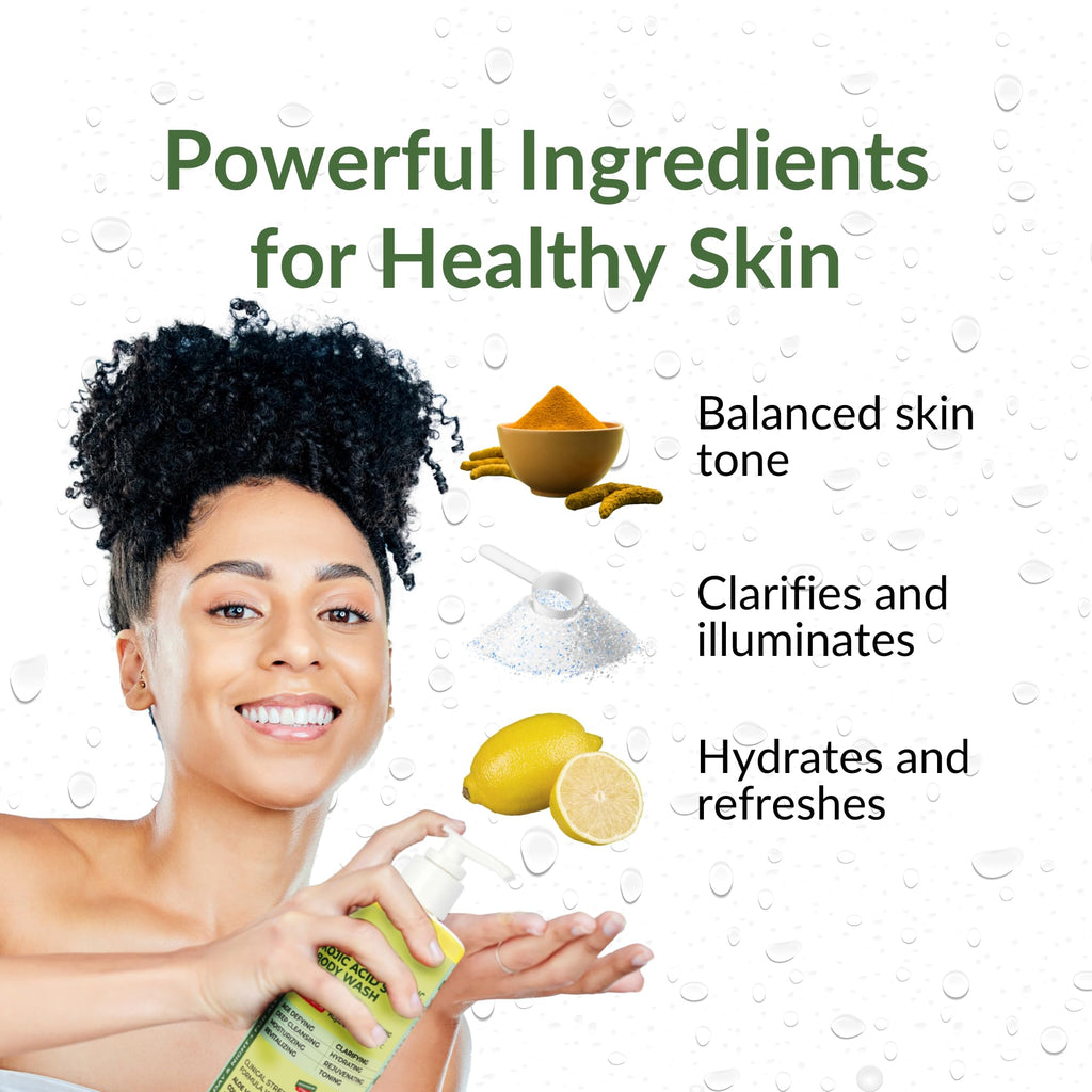 Nasola Lemon Turmeric Kojic Acid Soap Body Wash – Gentle Brightening Cleanser, 11.83 fl oz