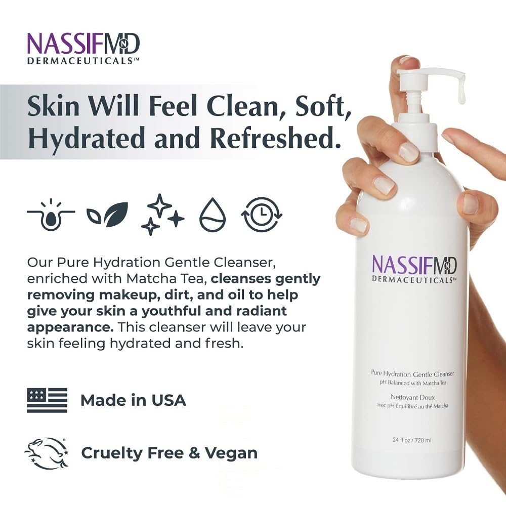 NassifMD Pure Hydration Facial Cleanser — Hydrating Cleanser with Vitamin C & Matcha Tea (6oz)