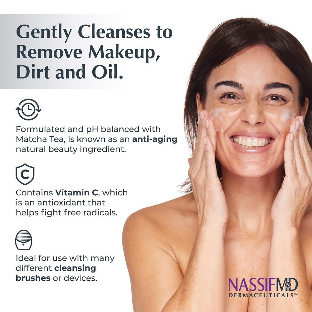 NassifMD Pure Hydration Facial Cleanser — Hydrating Cleanser with Vitamin C & Matcha Tea (6oz)