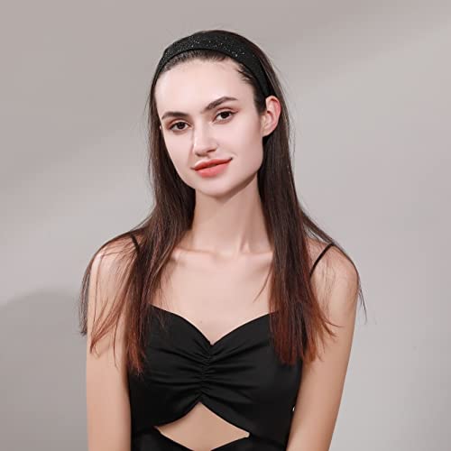 Natalie Mills Black Elastic Headband with Austrian Crystal – Yoga & Activewear