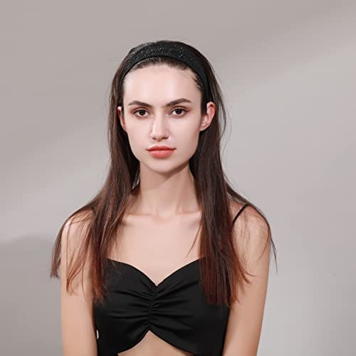 Natalie Mills Black Elastic Headband with Austrian Crystal – Yoga & Activewear